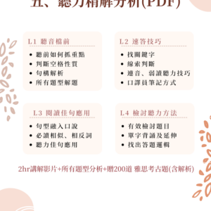 【雅思】聽力精解分析（PDF+精華影片）