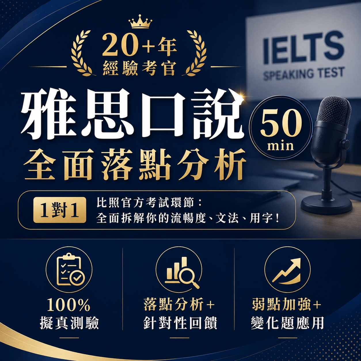 雅思口說 1 對 1 全面落點分析 / 初學者可換成 入門口說指引課程